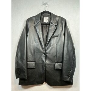 ZARA Faux Leather Blazer Jacket Black Oversized XL